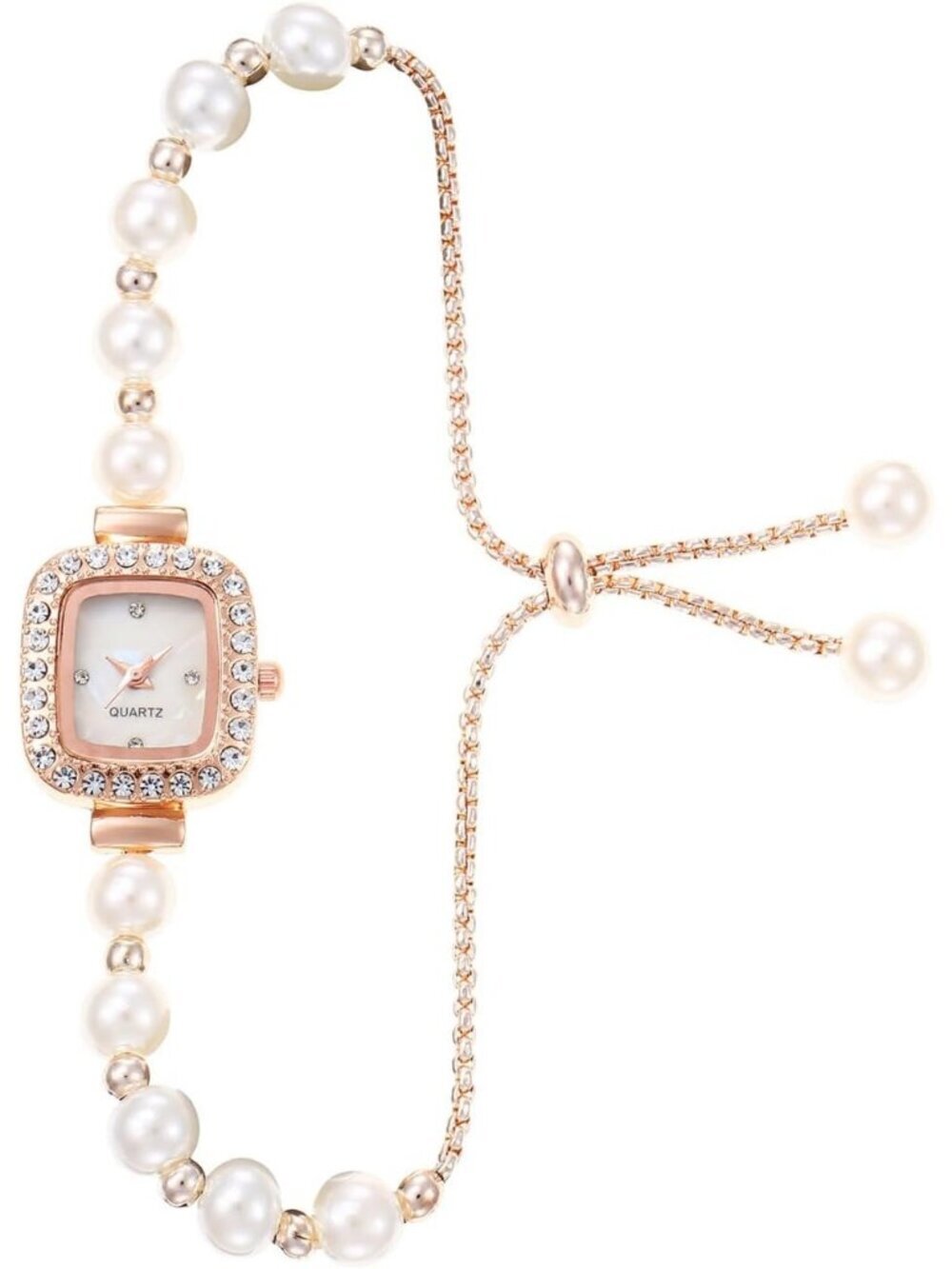 Womens Rose Gold Analog Quartz Light Simple Floral Bracelet Diamond Luxury Watch